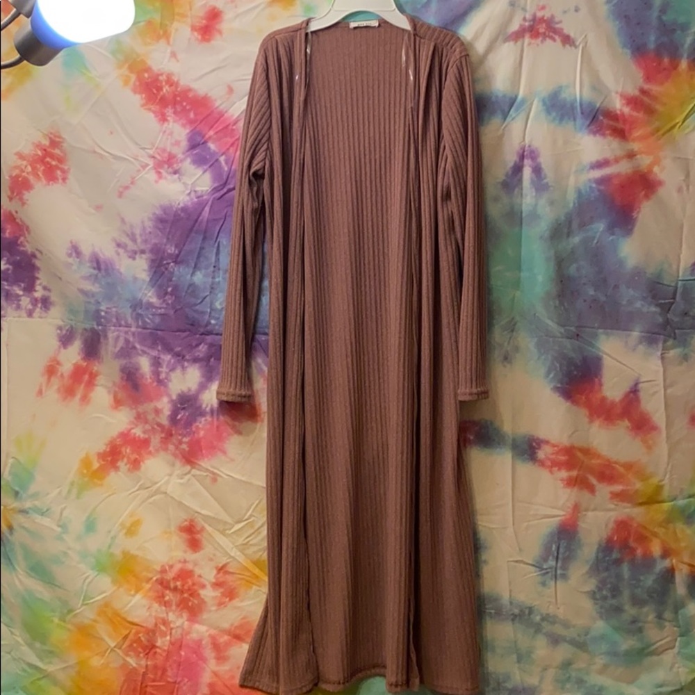 Mod Ref Mauve Longline Ribbed Cardigan